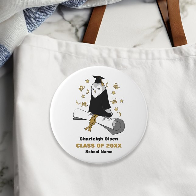 Badge Rond 7,6 Cm Chouette à Gown Preschool / Maternelle (Créateur téléchargé)