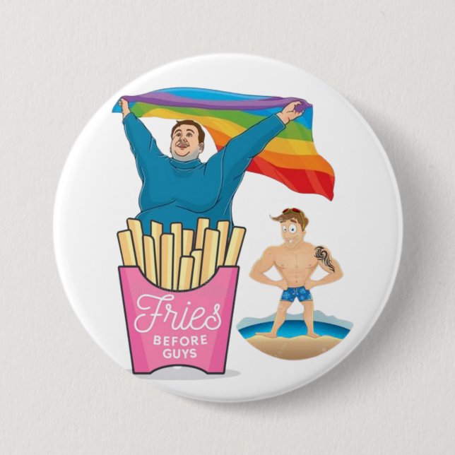 Badge Rond 7,6 Cm CHUBBY CHASER LGBT Gay pride Funny Twink (Devant)