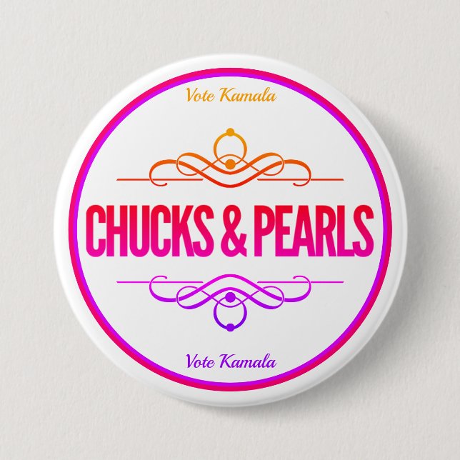 Badge Rond 7,6 Cm Chuck & Pearls Vote Kamala (Devant)
