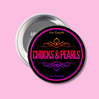 Badge Rond 7,6 Cm Chucks & Perles Voter Kamala Black