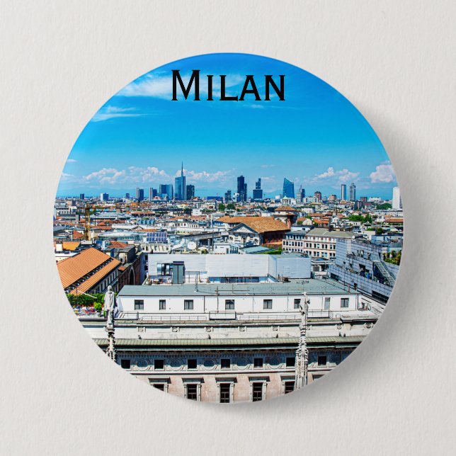 Badge Rond 7,6 Cm Ciel Milan en Italie (Devant)