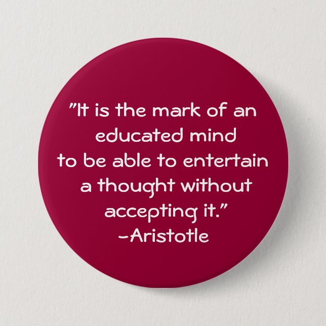 Badge Rond 7,6 Cm Citation d'Aristote-Sagesse (Devant)