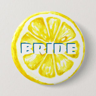 Badge Rond 7,6 Cm Citrus Bachelorette   Bouton Bride citron
