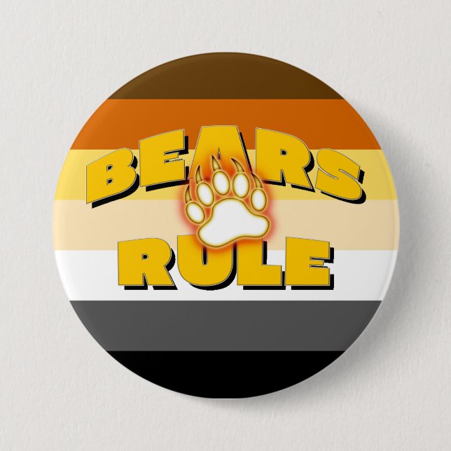 Badge Rond 7,6 Cm Classic Bear Pride Drapeau Ours Règle Bear Paw (Devant)