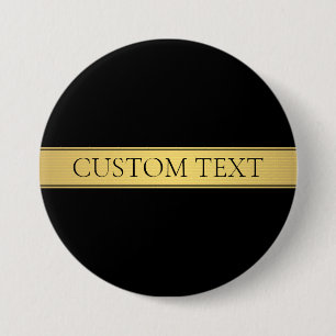 Badge Rond 7,6 Cm Classy Faux Gold Stripe & Black Background or DIY