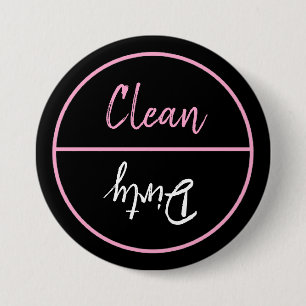 Badge Rond 7,6 Cm Clean and Dirty Dishwasher Dishes Notice