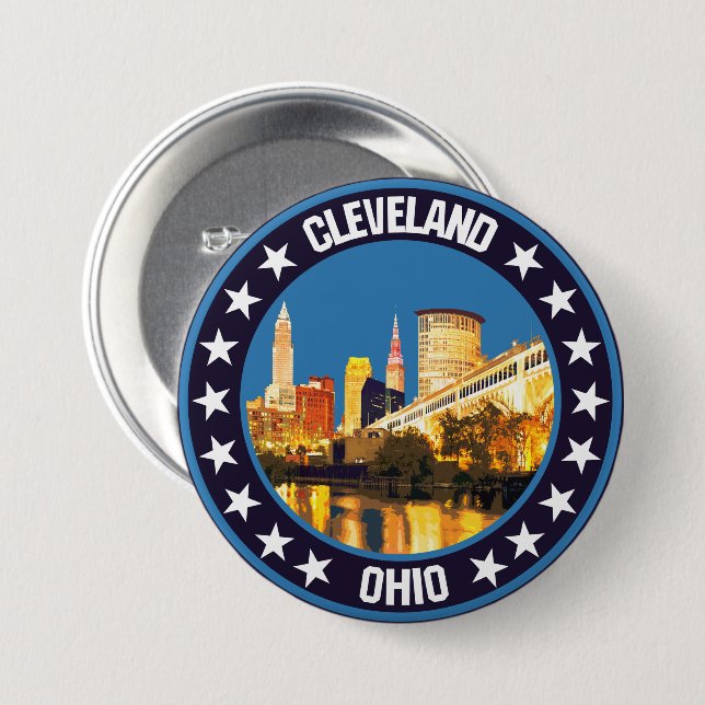 Badge Rond 7,6 Cm Cleveland (Devant & derrière)