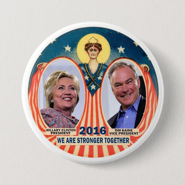Badge Rond 7,6 Cm Clinton/Kaine 2016 (Devant)
