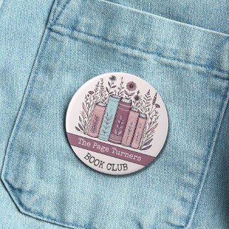 Badge Rond 7,6 Cm Club de livre personnalisé Floral