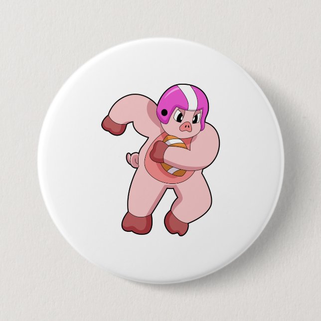 Badge Rond 7,6 Cm Cochon de football (Devant)
