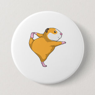Badge Rond 7,6 Cm Cochon de Guinée au Yoga Exercice d'étirement