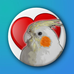 Badge Rond 7,6 Cm Cockatiel Amour d'oiseau d'animal d'animal de comp