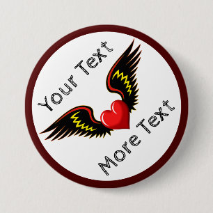 Badge Rond 7,6 Cm Coeur ailé Personnaliser