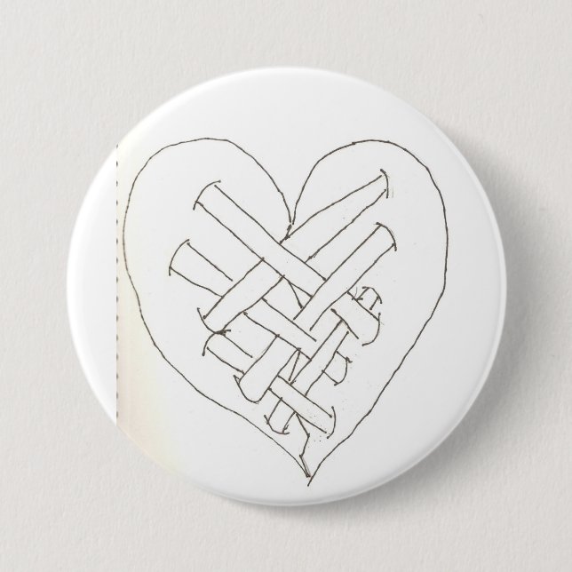 Badge Rond 7,6 Cm Coeur bandé (Devant)