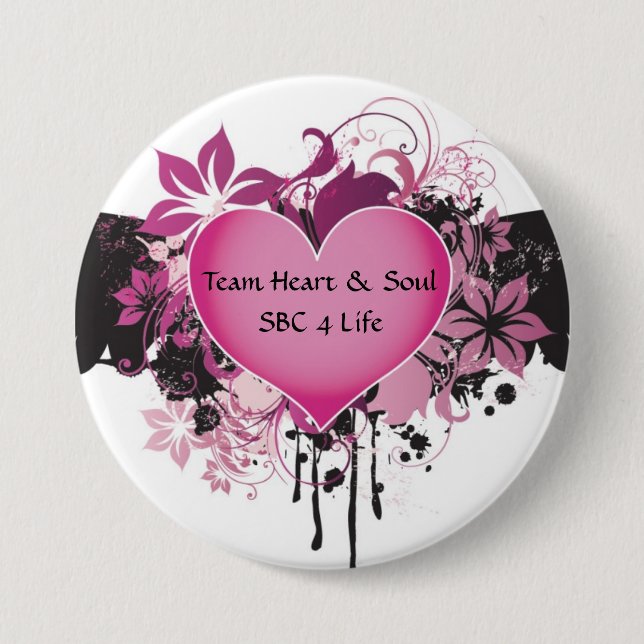 Badge Rond 7,6 Cm Coeur d'équipe et bouton d'âme (Devant)