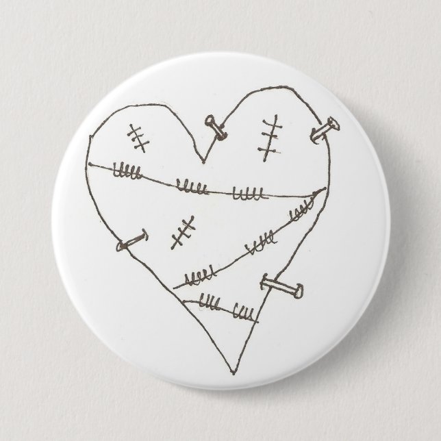 Badge Rond 7,6 Cm Coeur maltraité (Devant)