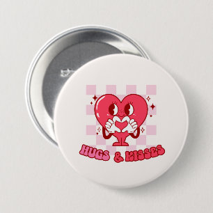 Badge Rond 7,6 Cm Coeur rose accolades et baisers