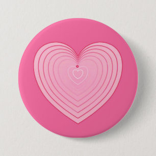Badge Rond 7,6 Cm Coeur rose corail sur un arrière - plan rose profo
