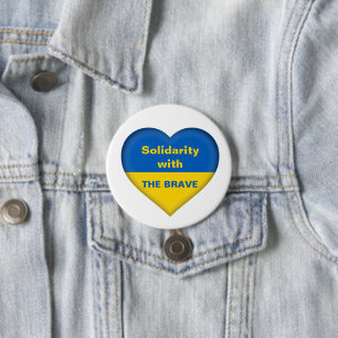 Badge Rond 7,6 Cm Coeur solidaire du drapeau ukrainien