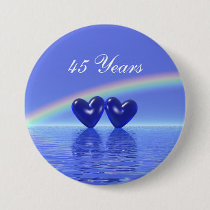 Badge Rond 7,6 Cm Coeurs saphirs du 45e anniversaire