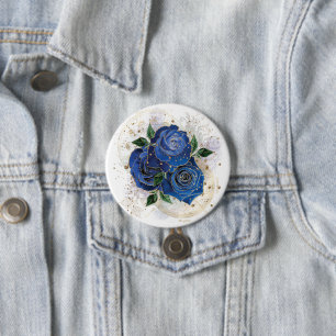 Badge Rond 7,6 Cm Collage de fille - bleu minuit 