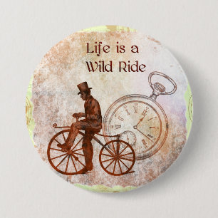 Badge Rond 7,6 Cm Collage vintage de bicyclette de Steampunk de