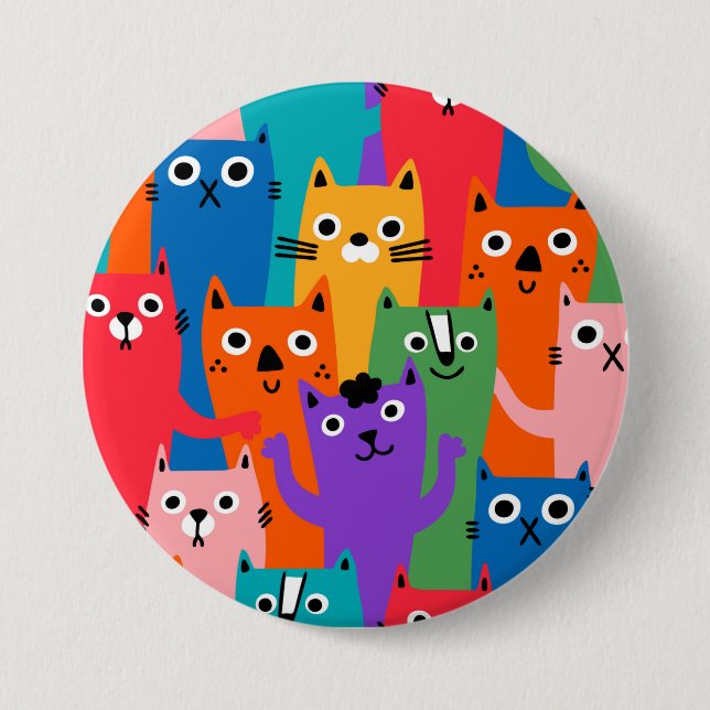 Badge Rond 7,6 Cm Colorful cats (Devant)