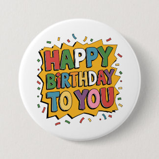 Badge Rond 7,6 Cm Comic Burst Joyeux Anniversaire
