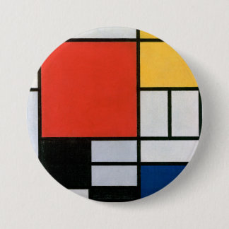 Badge Rond 7,6 Cm Composition de Mondrian Rouge, Jaune, Bleu, Noir