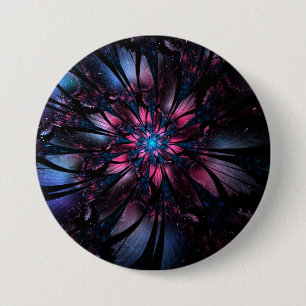 Badge Rond 7,6 Cm Conception Abstraite des fleurs fractales.