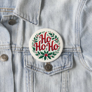 Badge Rond 7,6 Cm Conception de typographie de couronne de Noël Ho H