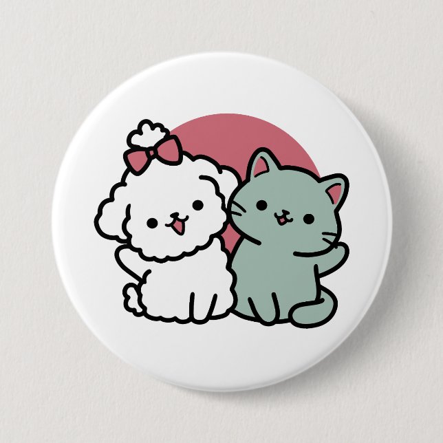 Badge Rond 7,6 Cm Conception "Fur-Real Friends Forever" (Devant)
