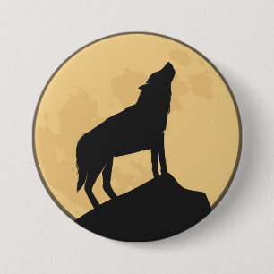 Badge Rond 7,6 Cm Conception vintage de silhouette de Halloween