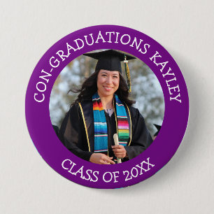 Badge Rond 7,6 Cm Congraduations Graduate name and photo Button