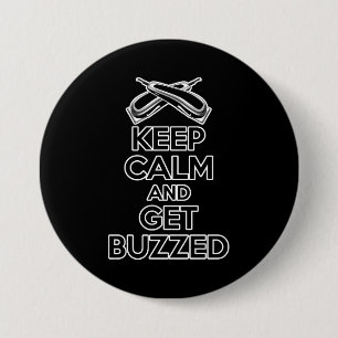 Badge Rond 7,6 Cm Conserver le calme : Humour barbier