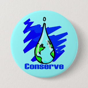 Badge Rond 7,6 Cm Conserver l'eau Terre goutte d'eau