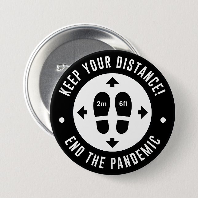 Badge Rond 7,6 Cm Conserver votre distance (Devant & derrière)