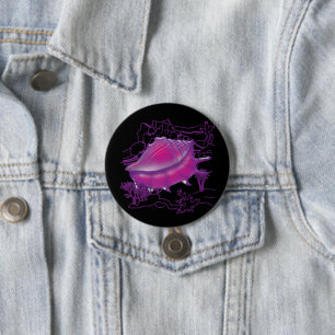Badge Rond 7,6 Cm Coquille marine rose