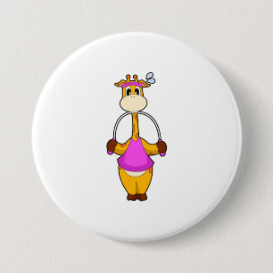 Badge Rond 7,6 Cm Corde de fitness Girafe