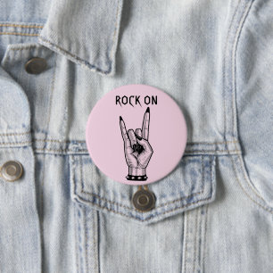Badge Rond 7,6 Cm Cornes de rochers Femme Main Signale illustration