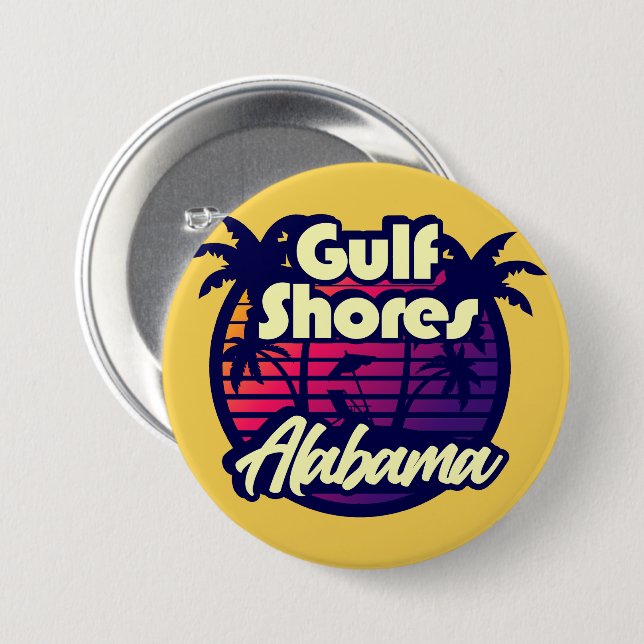 Badge Rond 7,6 Cm Côte du Golfe Alabama (Devant & derrière)