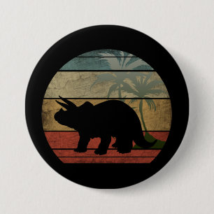 BADGE ROND 7,6 CM COUCHER DE SOLEIL DINOSAURE 3