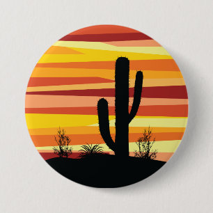 Badge Rond 7,6 Cm Coucher de soleil géométrique dans le désert