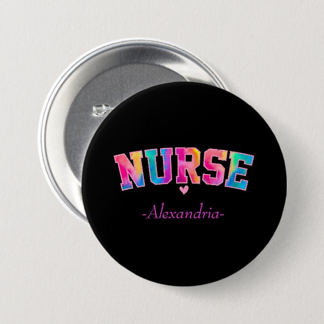 Badge Rond 7,6 Cm Couleur élégante infirmière (Devant & derrière)