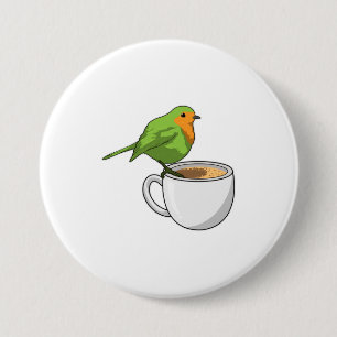 Badge Rond 7,6 Cm Coupe Bird Coffee