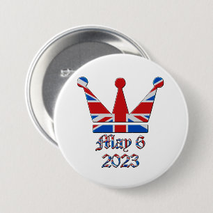 Badge Rond 7,6 Cm Couronne avec Union Jack King Charles Coronation