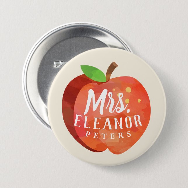 Badge Rond 7,6 Cm Coutume d'Apple du professeur (Devant & derrière)