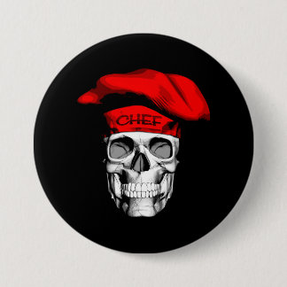 Badge Rond 7,6 Cm Crâne de chef Casquette rouge