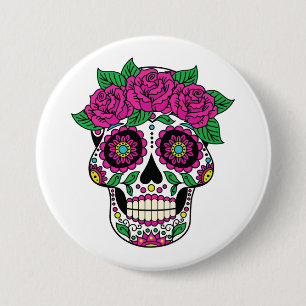 Badge Rond 7,6 Cm Crâne mexicain 2