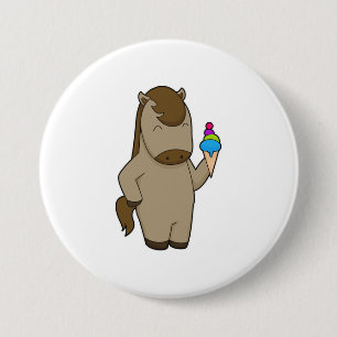 Badge Rond 7,6 Cm Crème glacée Horse gaufre